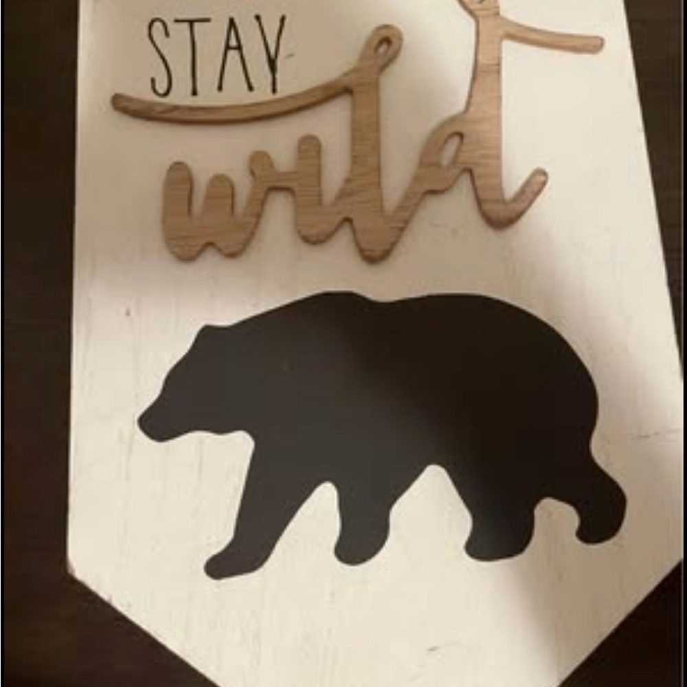 Stay Wild Bear Wall Decor - Black and Brown